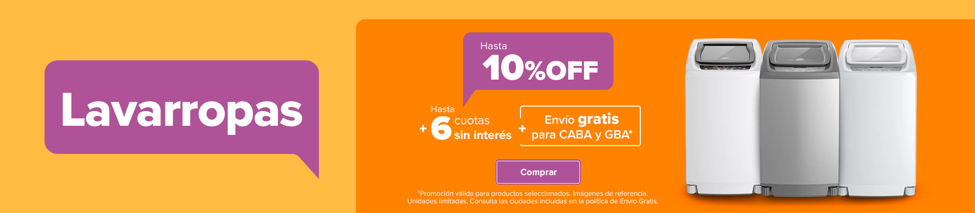 Lavarropas Gafa | Hasta 10%Off + 9 cuotas sin interés + Envío gratis para CABA y GBA