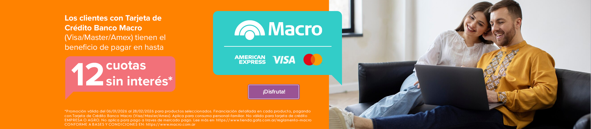 Gafa y Banco Macro - Hasta 6 cuotas sin interés con tarjetas de crédito banco macro.