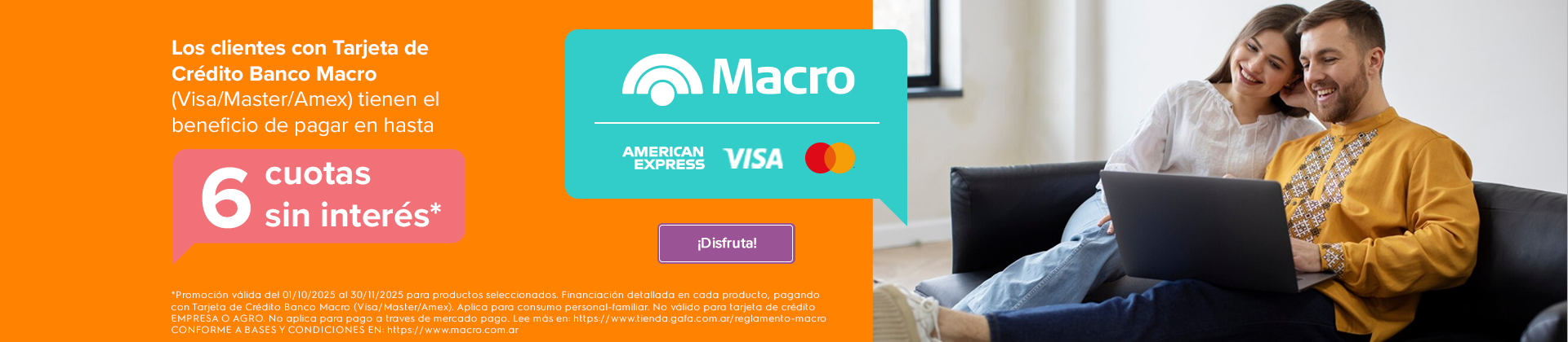 Gafa y Banco Macro - Hasta 6 cuotas sin interés con tarjetas de crédito banco macro.
